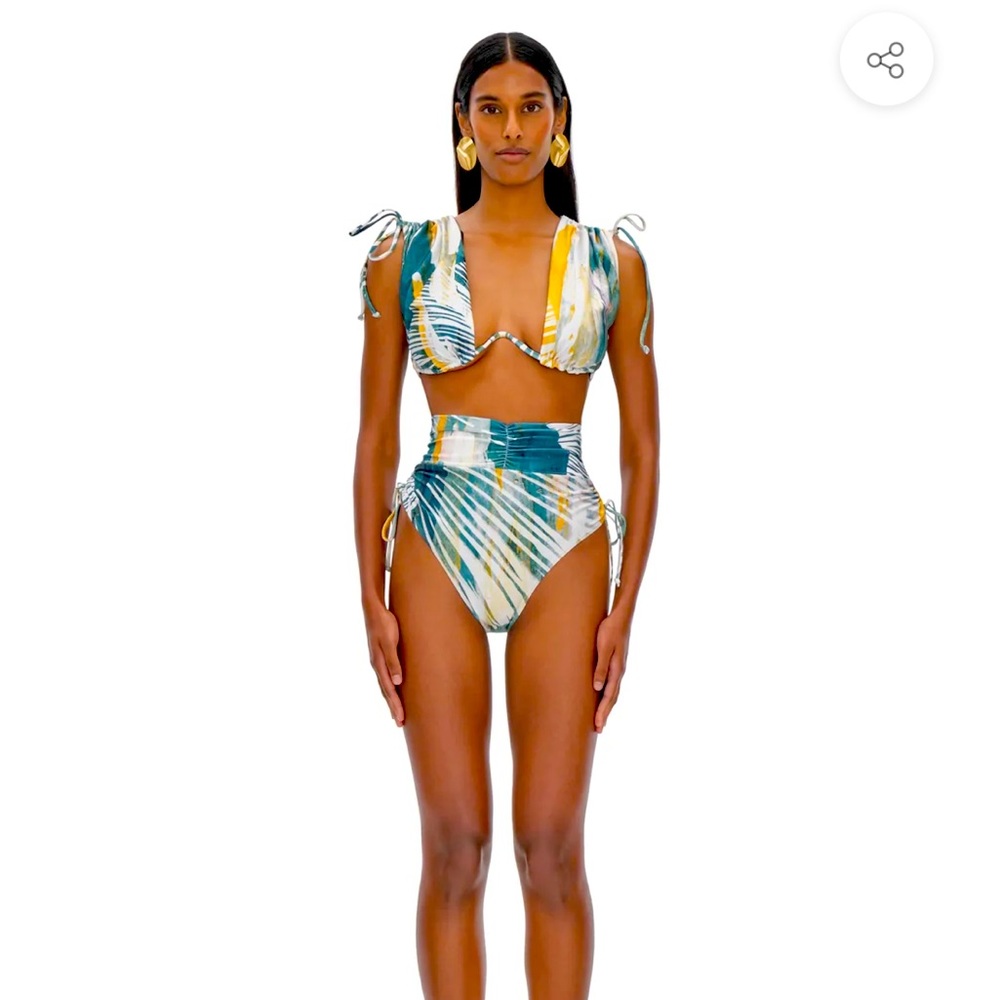 Andrea Iyamah MENASA ABSTRACT BARK HIGH RISE BIKINI Top:Small Bottom:Large NWT